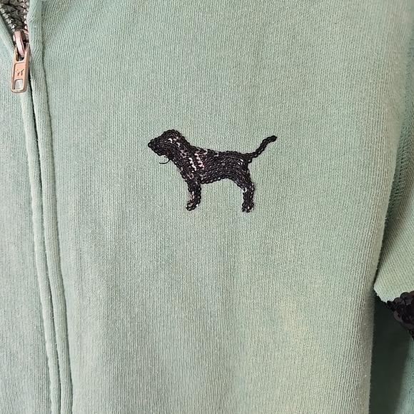 Victoria's Secret Pink Sequin Bling Perfect Zip Hoodie Aqua Sz L Y2K 90s Vibes - Picture 2 of 16